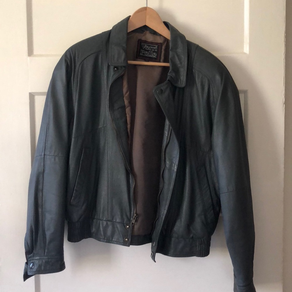 Vintage Dark Grey Leather Jacket sz 40